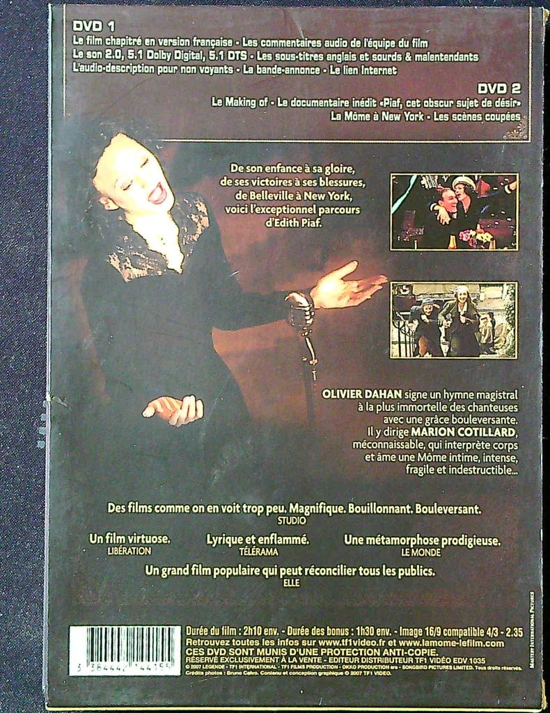 Dvd La Môme – Tf1 Vidéo – Vidéo – Biopic Edith Piaf
