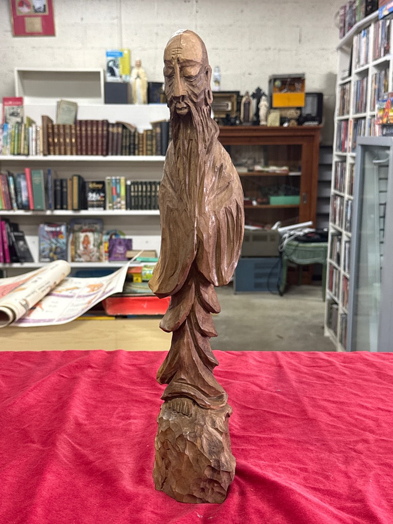 Statue en bois – Falcon – Ornements – Sage asiatique sculpté marron
