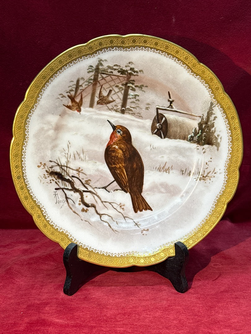 Assiette décorative oiseaux hiver Haviland France