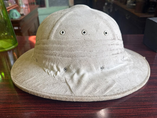 Casque colonial – Vintage – Chapeau – Toile de coton beige