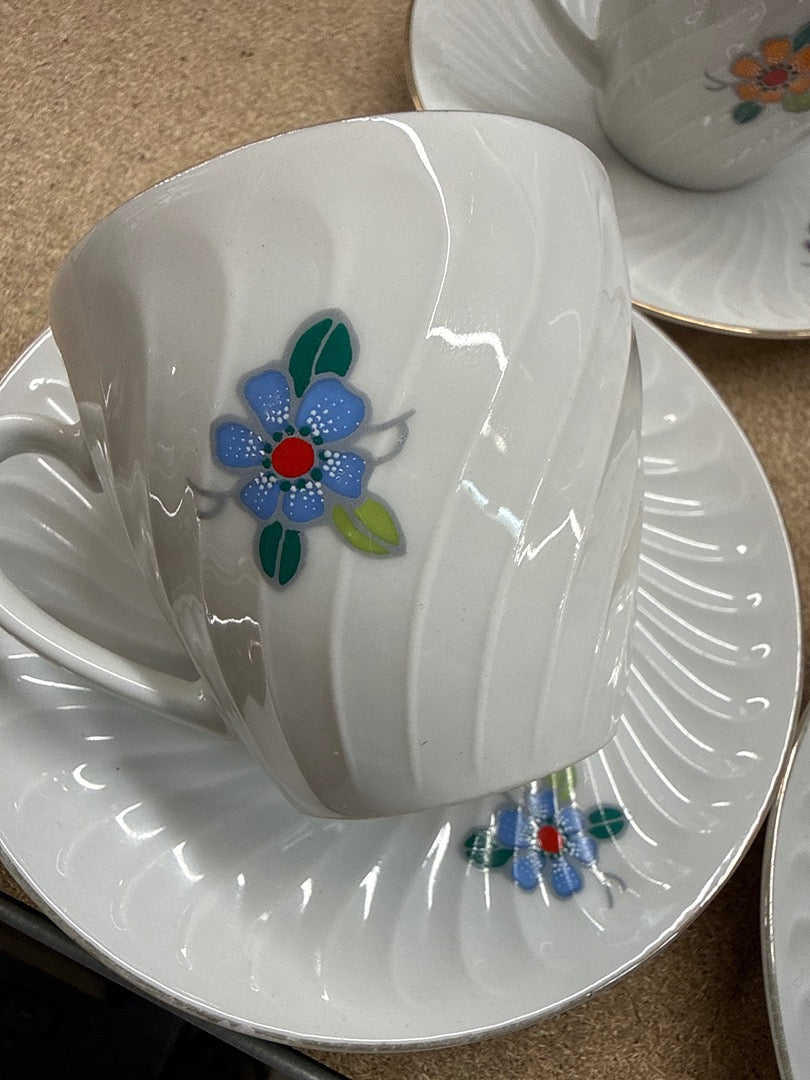 Service café – Bareuther – Vaisselle – Fleurs vintage