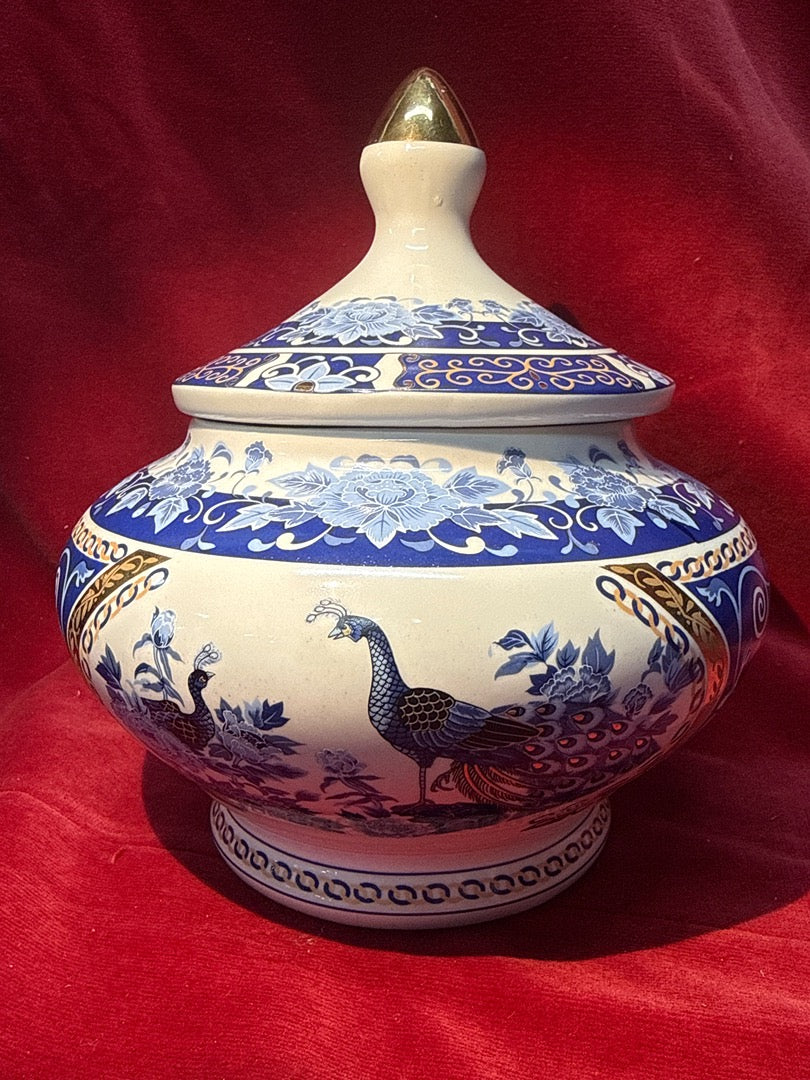 Bonbonnière en porcelaine motifs paons Japodel 120