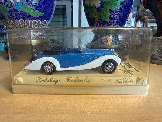 Voiture miniature – Solido Delahaye Cabriolet 4074 – Jouet – Bleue blanche avec boîte