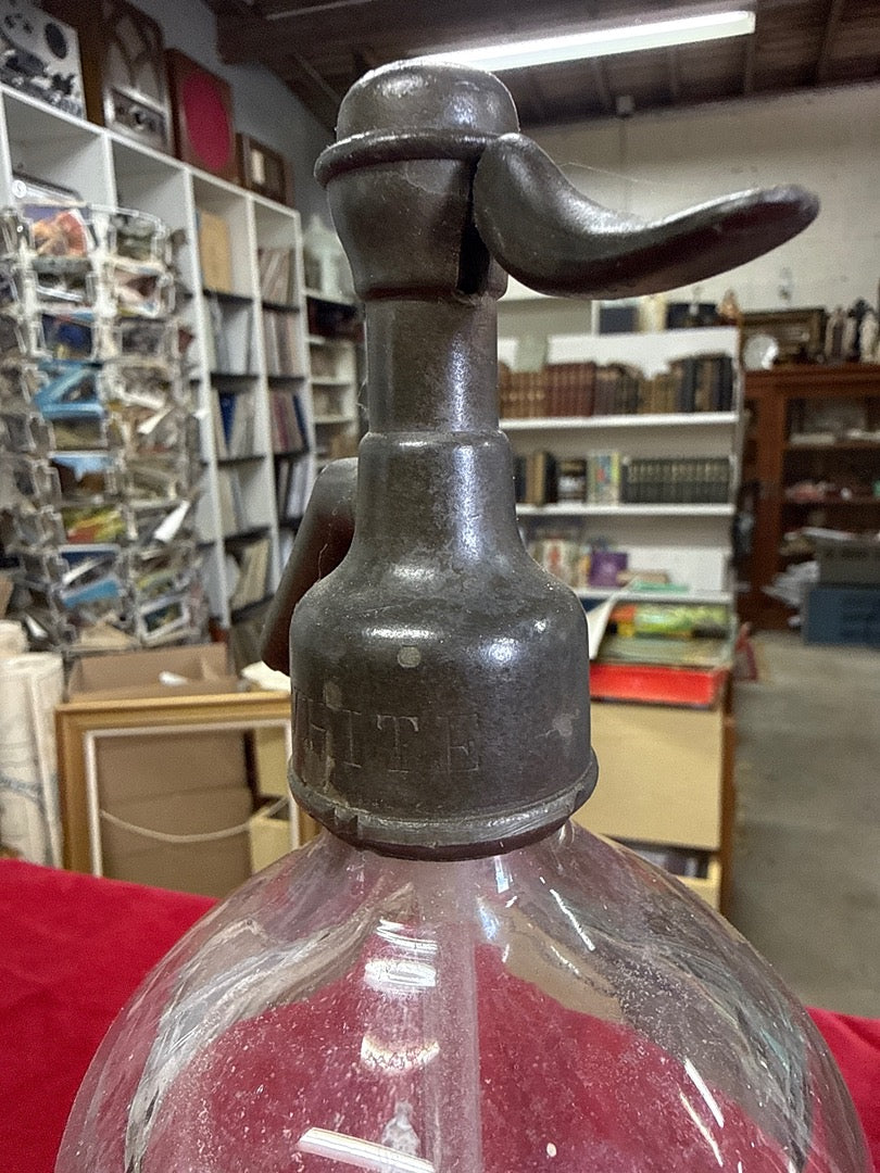 Siphon – R. White's – Ornement – Verre gravé vintage