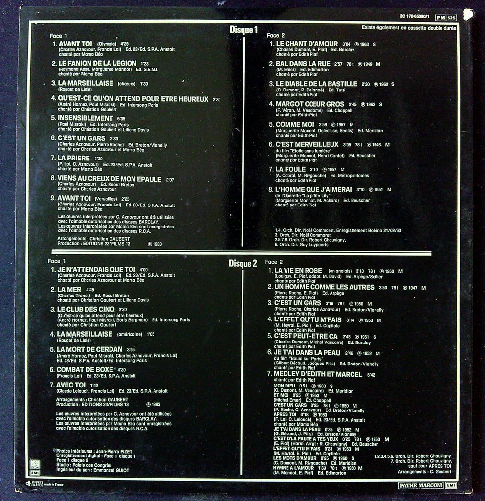 Vinyle 2lp Edith et Marcel - Bande Originale du Film