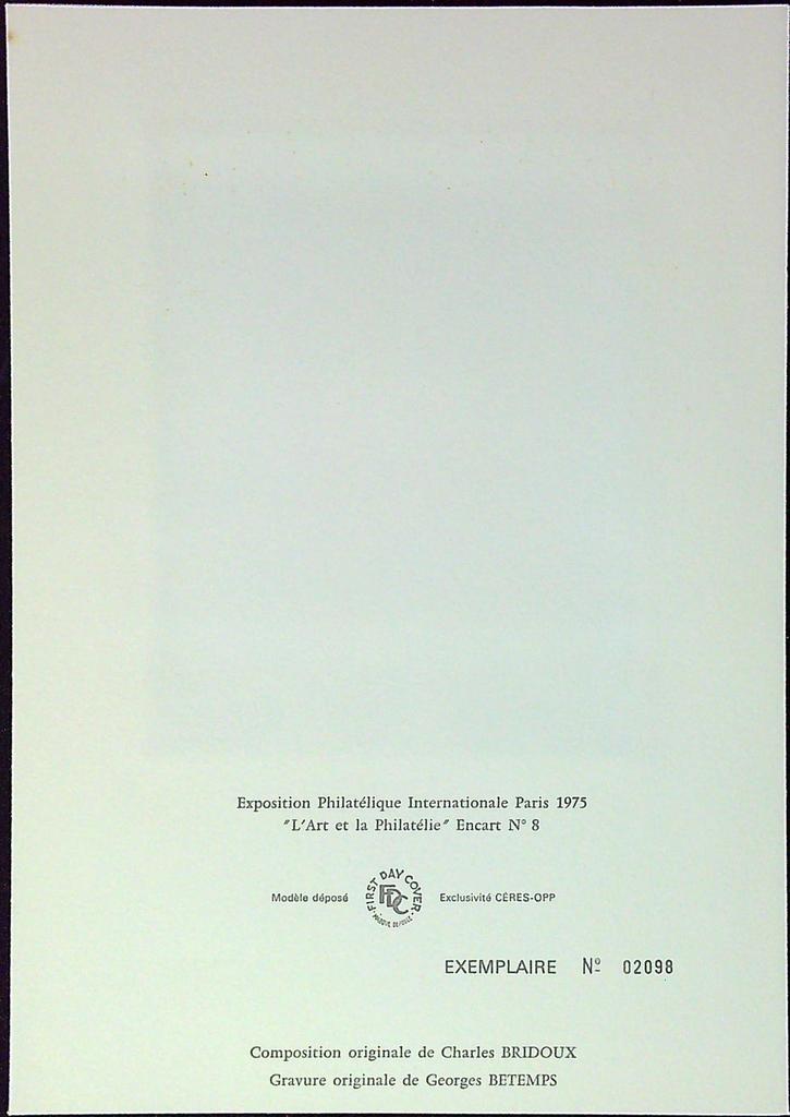 L'art la Philatélie Paris 1975 Céres Enveloppe Dépliant Timbre 1er jour Encart Fdc Yvert et Tellier