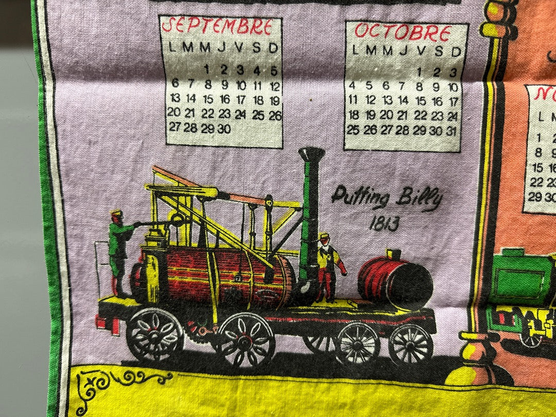 Torchon Abadie Frères – Calendrier 1971 locomotives anciennes