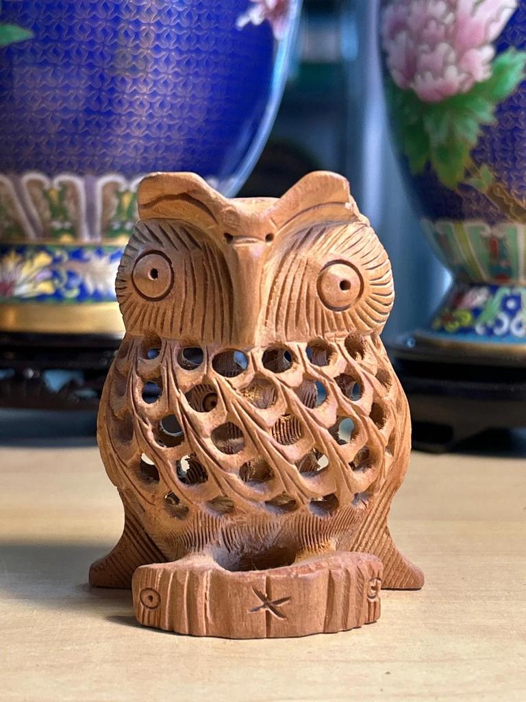 Statuette sculpté Chouette / Hibou en bois