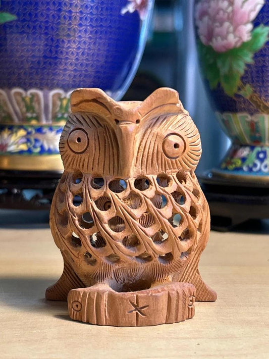 Statuette sculpté Chouette / Hibou en bois