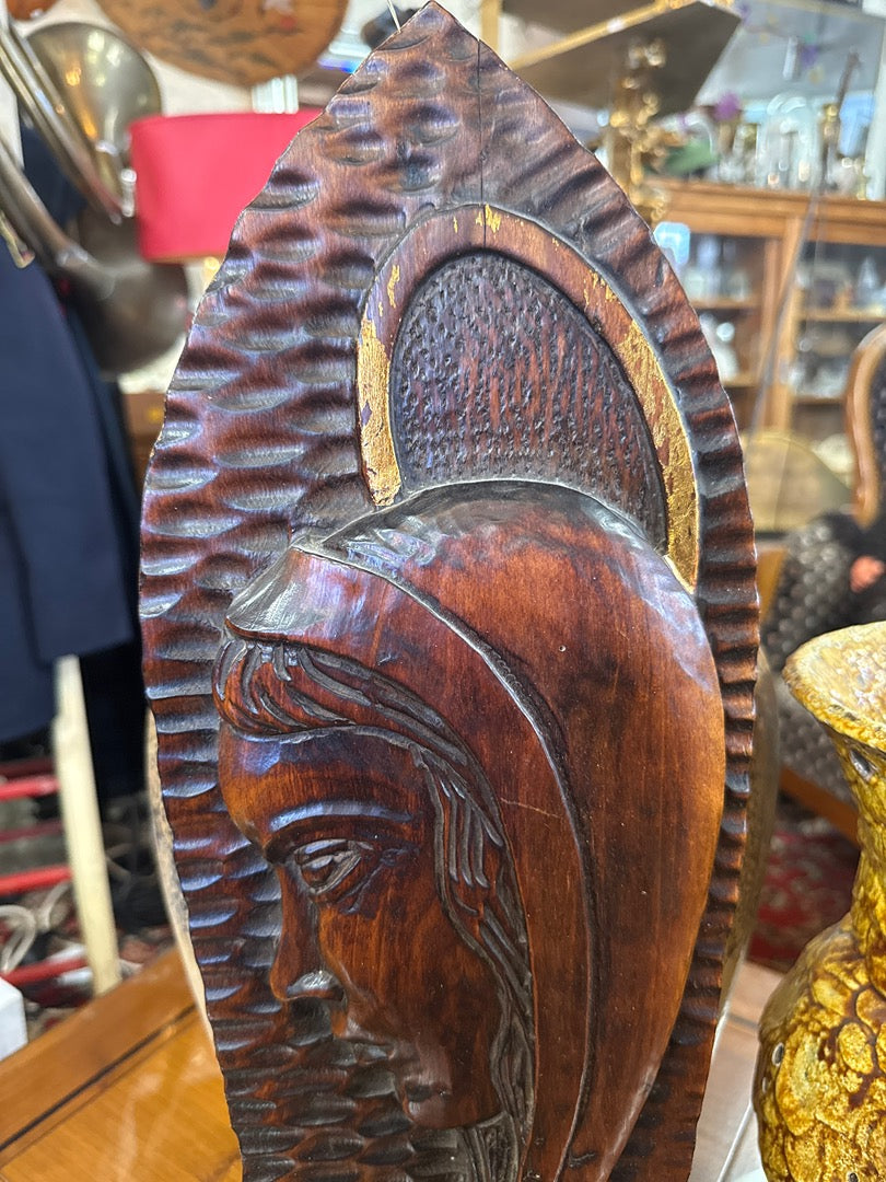 Plaque Vierge Marie – Artisanat – Décoration – Bois sculpté