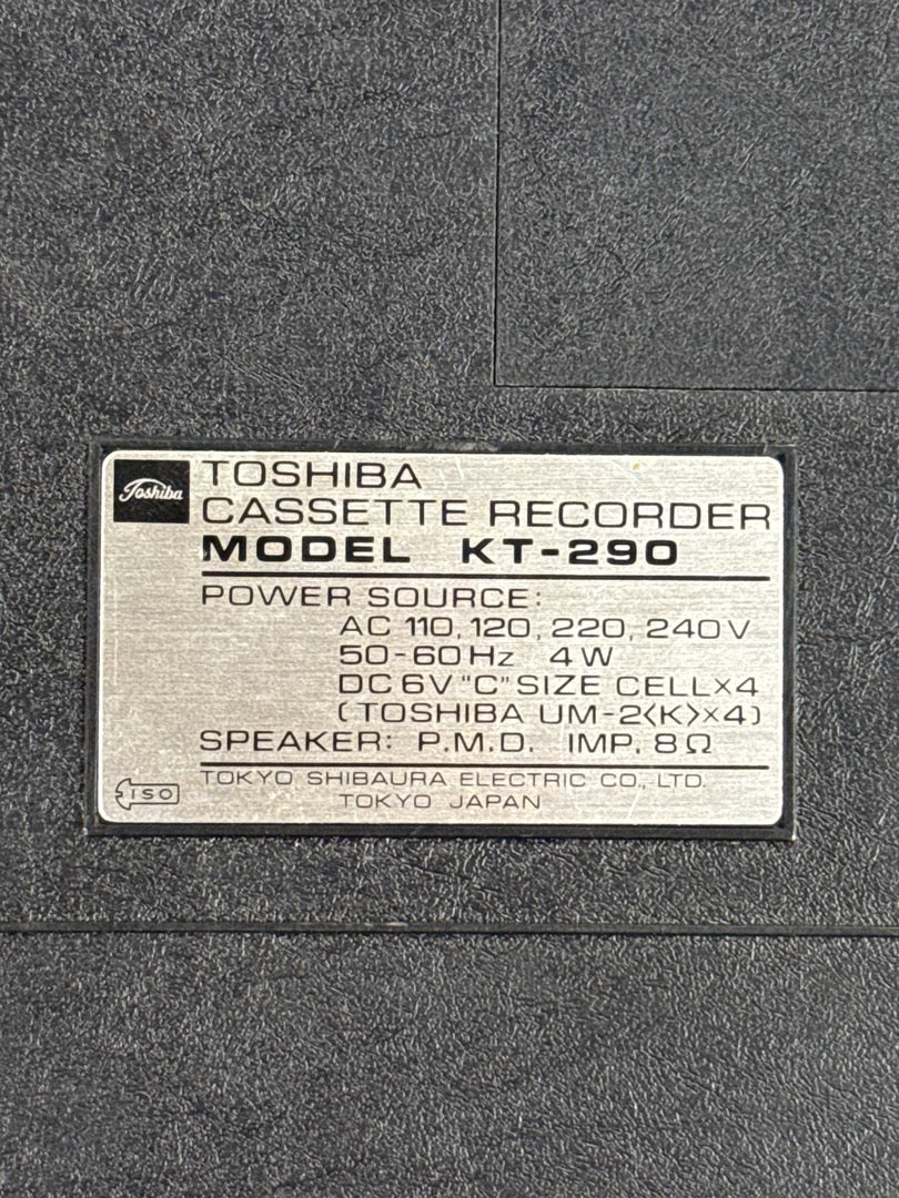 Magnétophone à cassette – Toshiba Kt-290 – Hi-fi – Vintage en boîte