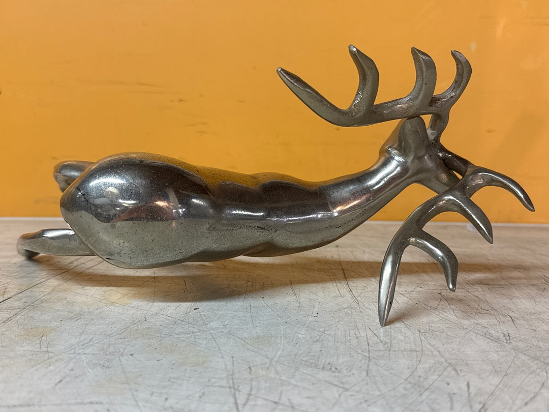 Statuette cerf – Figurine en métal argenté