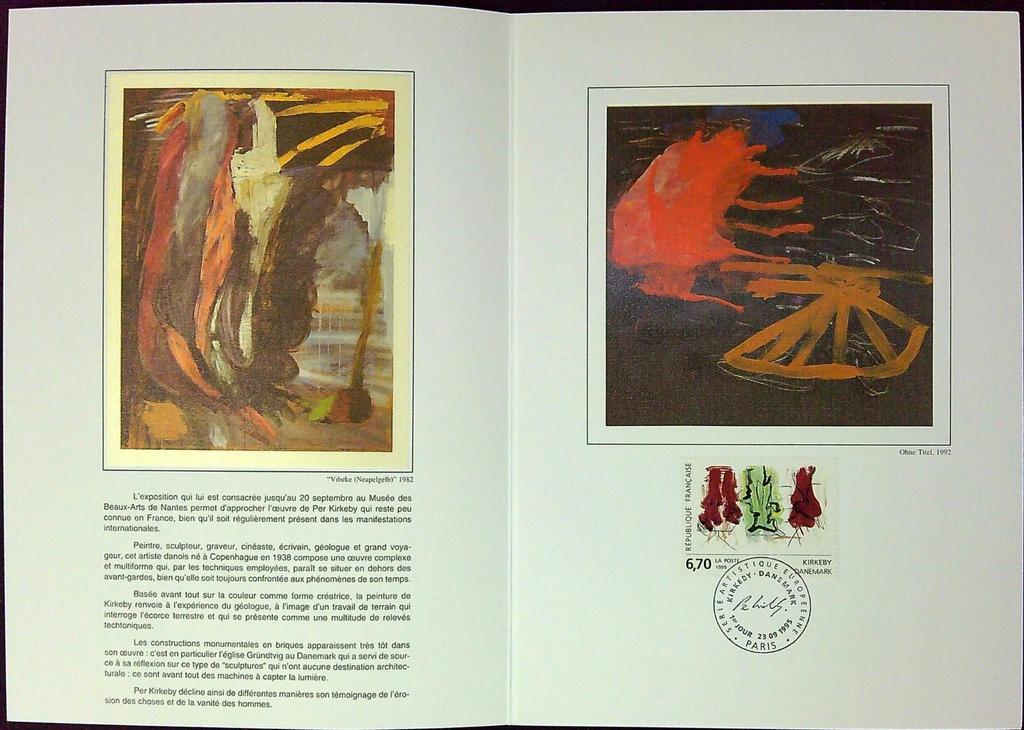 Per Kirkeby Art Contemporain Enveloppe Dépliant Timbre 1er jour Encart Fdc Yvert et Tellier