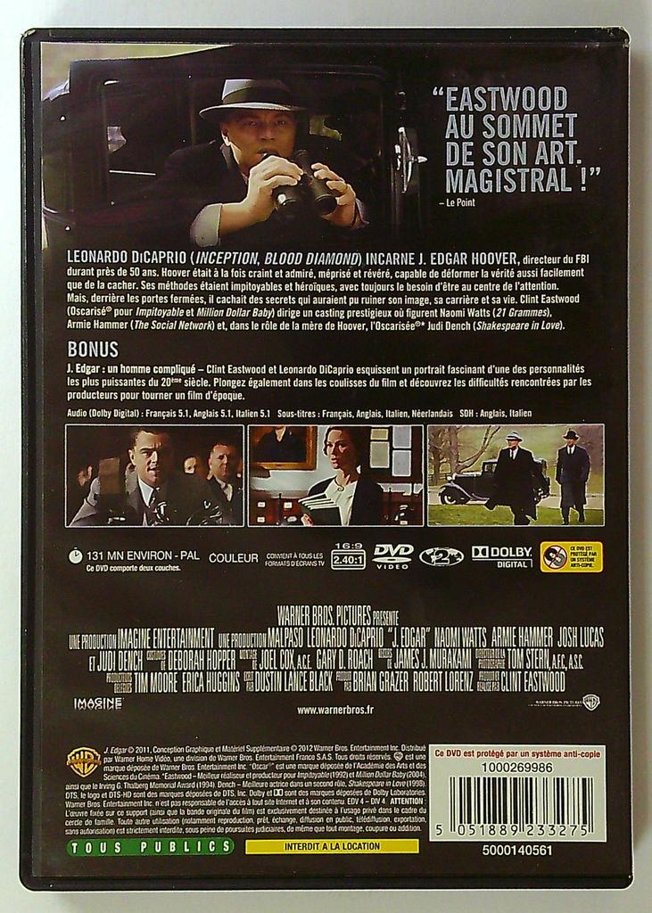 Dvd J. Edgar Clint Eastwood Leonardo Dicaprio