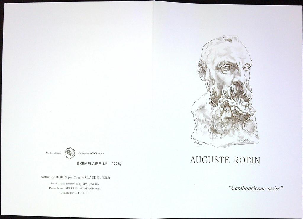 Auguste Rodin Cambodgienne Assie Enveloppe Dépliant Timbre 1er jour Encart Fdc Yvert et Tellier