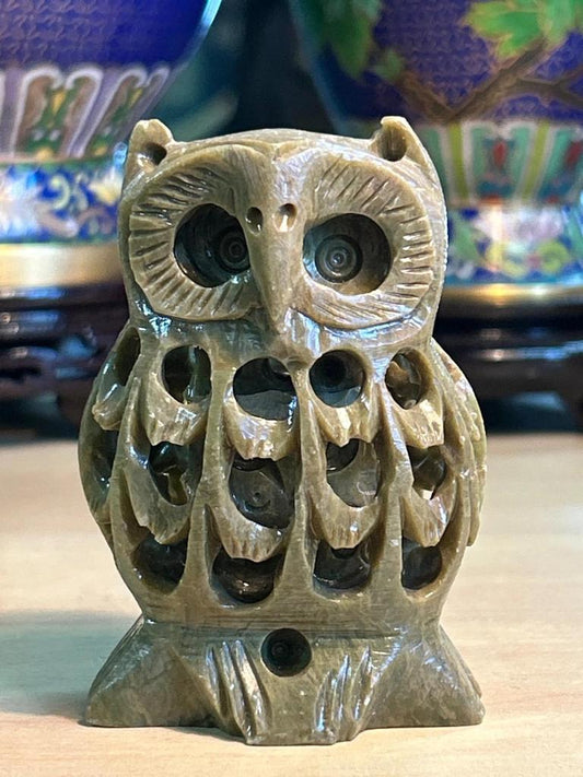 Statuette sculpté Chouette / Hibou en pierre naturel