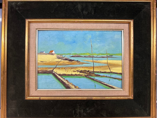 Tableau – J. Crassin – Peinture – Paysage marin marée basse
