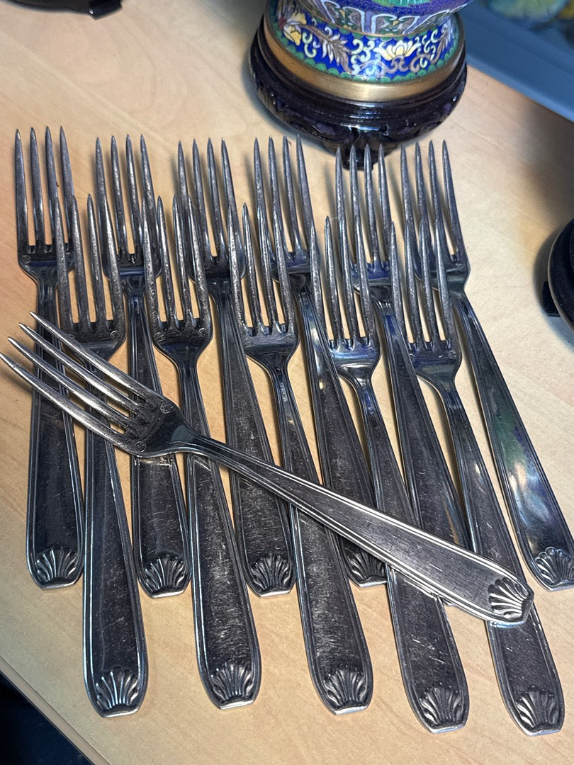 Fourchettes – Style Coquille – Art de la table – Lot de 12 métal argenté