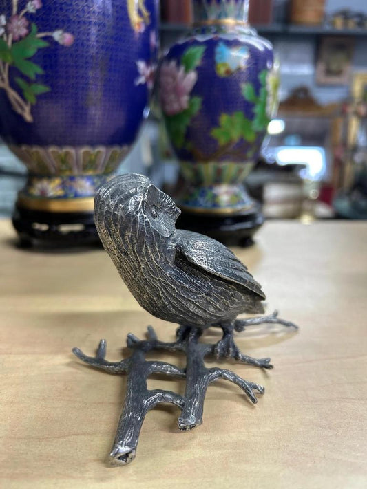 Statuette En Etain Chouette / Hibou