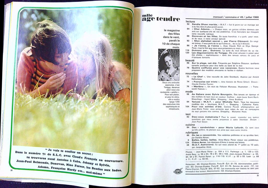 Magazine – Mlle Âge Tendre N°45 – Vintage – Twiggy