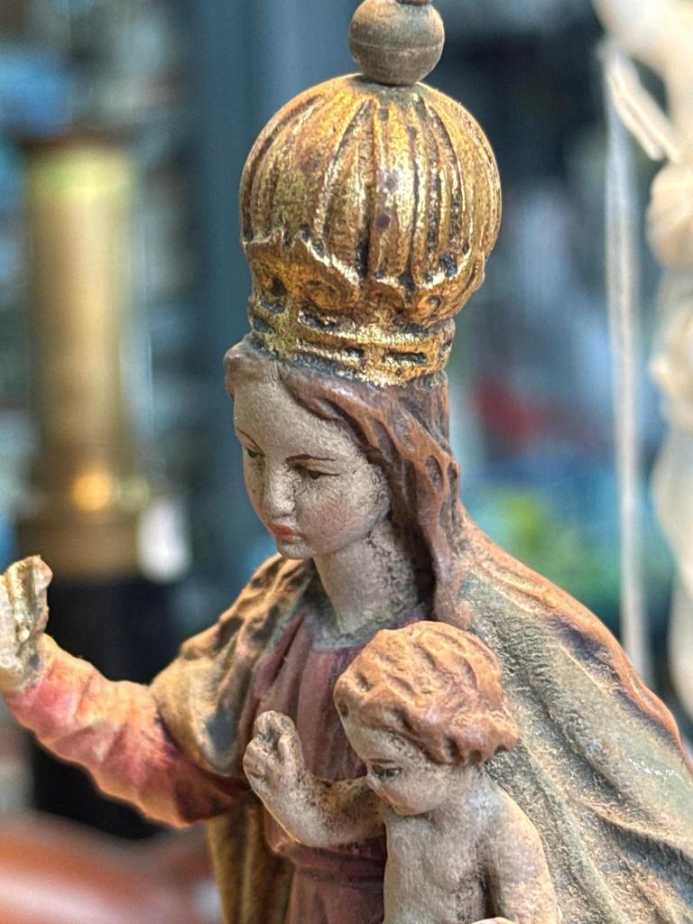 Statuette – Vierge Marie À L'enfant – Sculpture En Bois