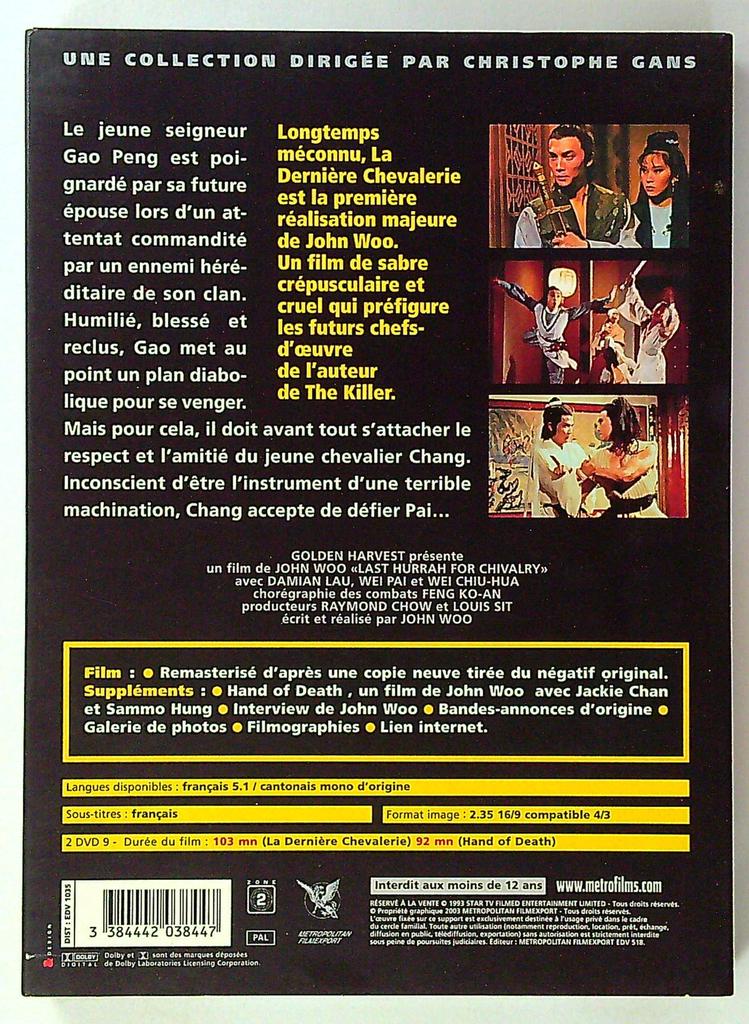 Dvd Last Hurrah for Chivalry John Woo Édition Collector Hk