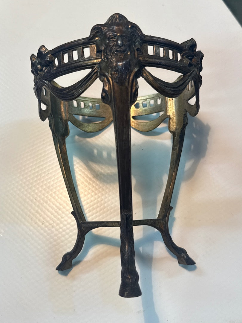 Bonbonnière pot en verre bleu support cocardes diable démon