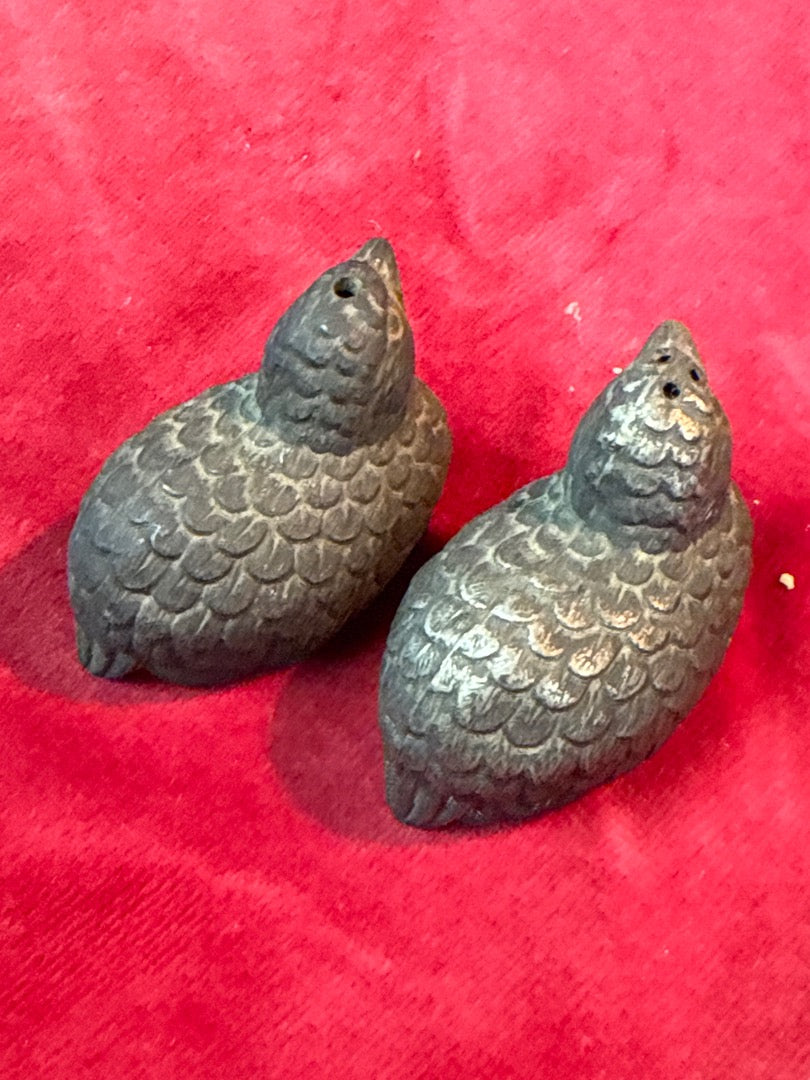 Salière poivrière – Étain – Cuisine – Oiseaux