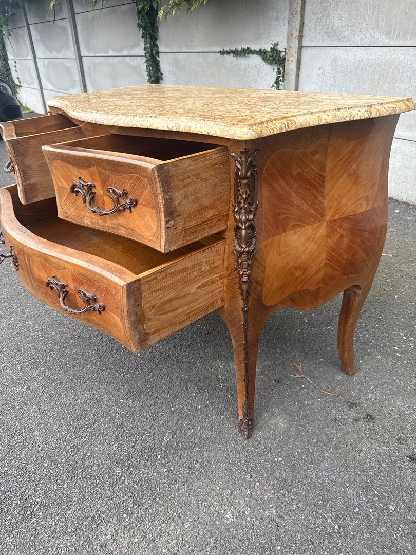 Commode Baroque - Bois Et Marbre - Mobilier - Style Louis Xv