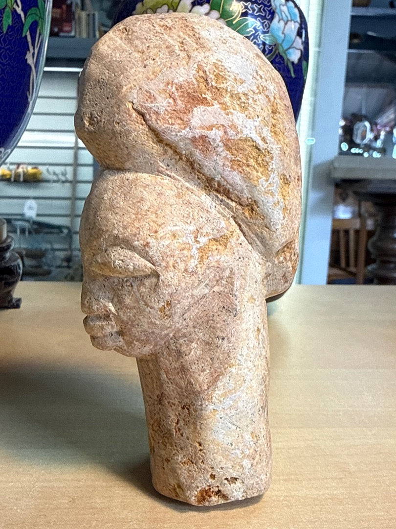 Sculpture Tête En Pierre - Art Africain - Déco Vintage