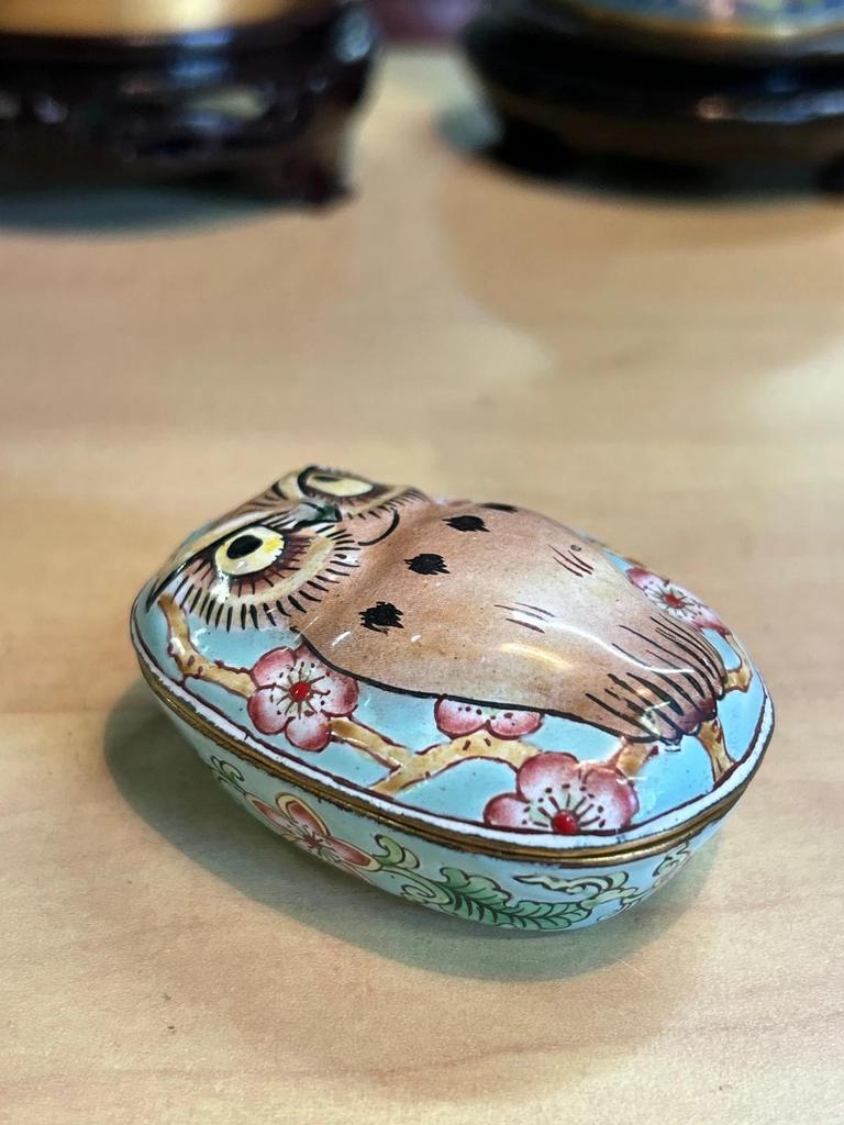 Boite vintage en email Chouette / Hibou