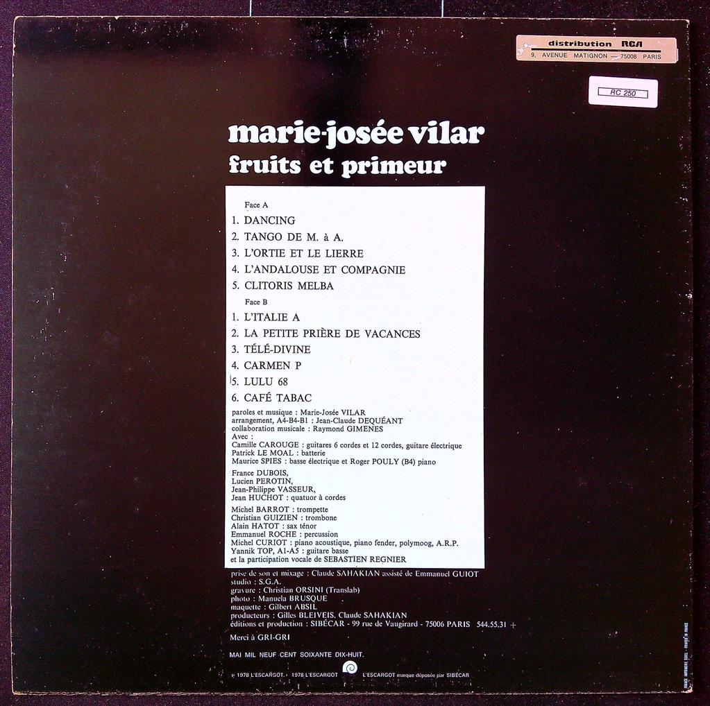 Vinyle – Marie-josée Vilar – Musique – Chanson française