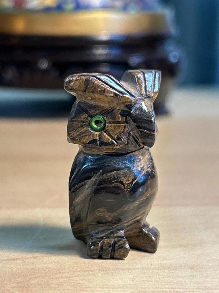 Statuette sculpté Chouette / Hibou en pierre naturelle