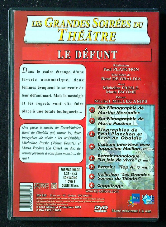 Dvd – Le Défunt – Théâtre – Maria Pacôme