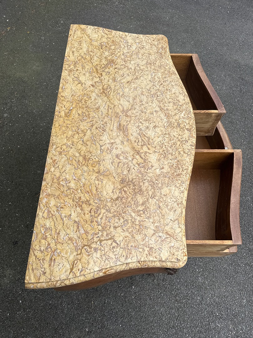 Commode Baroque - Bois Et Marbre - Mobilier - Style Louis Xv