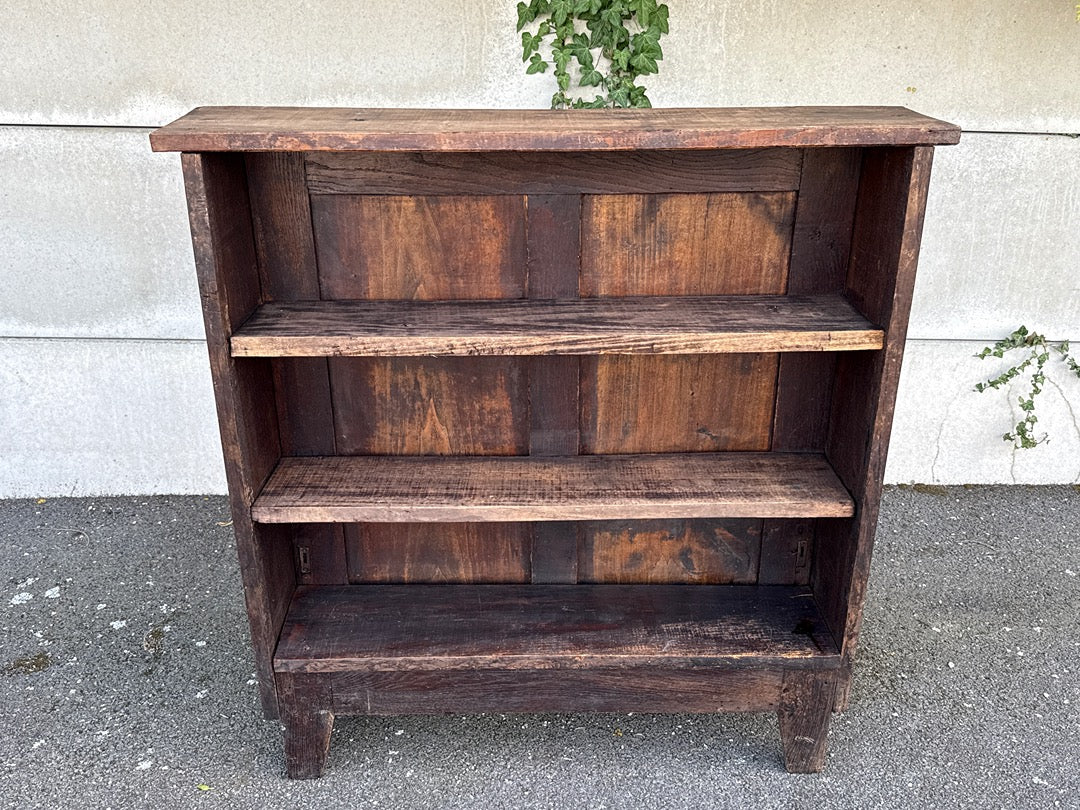 Bibliothèque en bois marron – Vintage – Mobilier – Style rustique