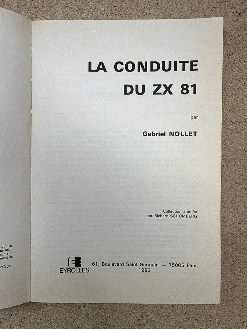 Livre – Eyrolles – Informatique – La conduite du Zx 81