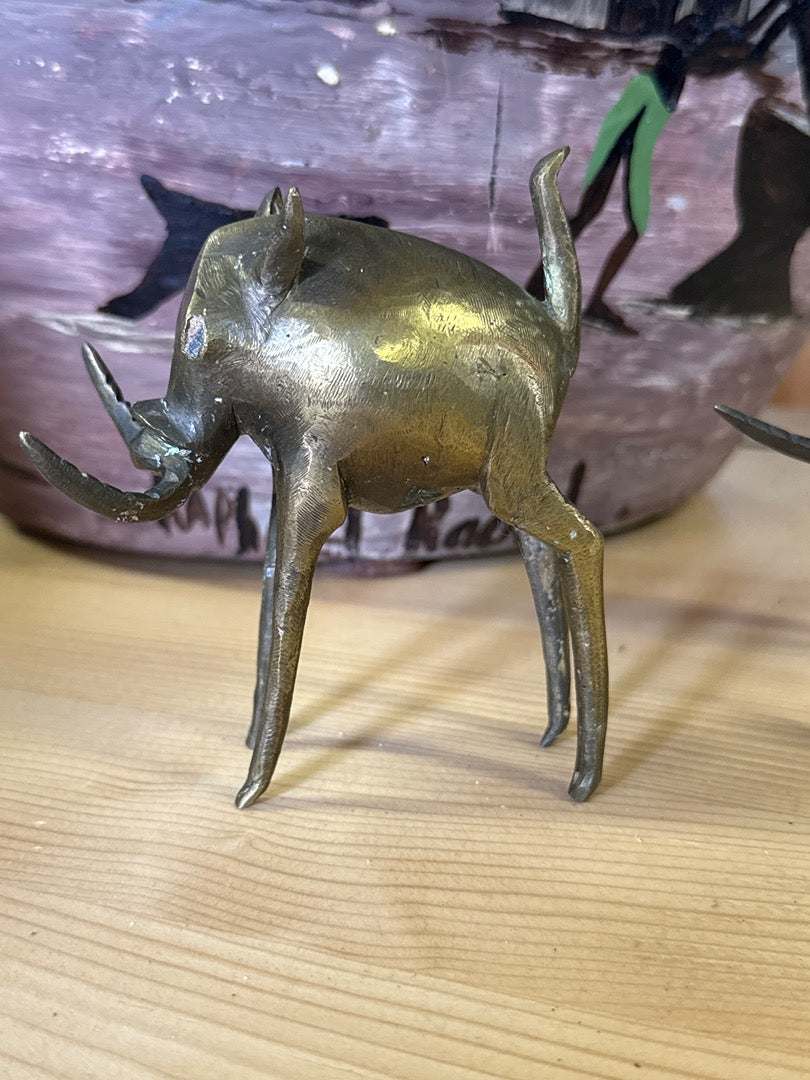 Figurines phacochères – Bronze Africain – Art – Duo vintage
