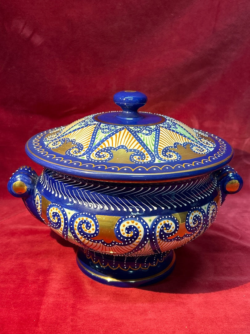 Soupière ancienne céramique Hb Quimper France bleu