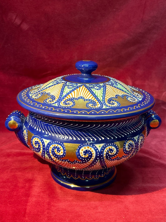 Soupière ancienne céramique Hb Quimper France bleu