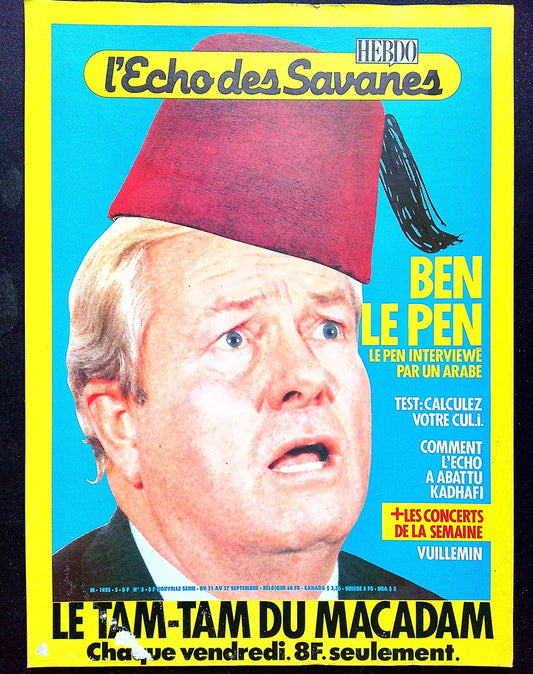 Affiche de Kiosque Plv Promo Magazine L'echo des Savanes Hebdo Ben Le Pen jaune