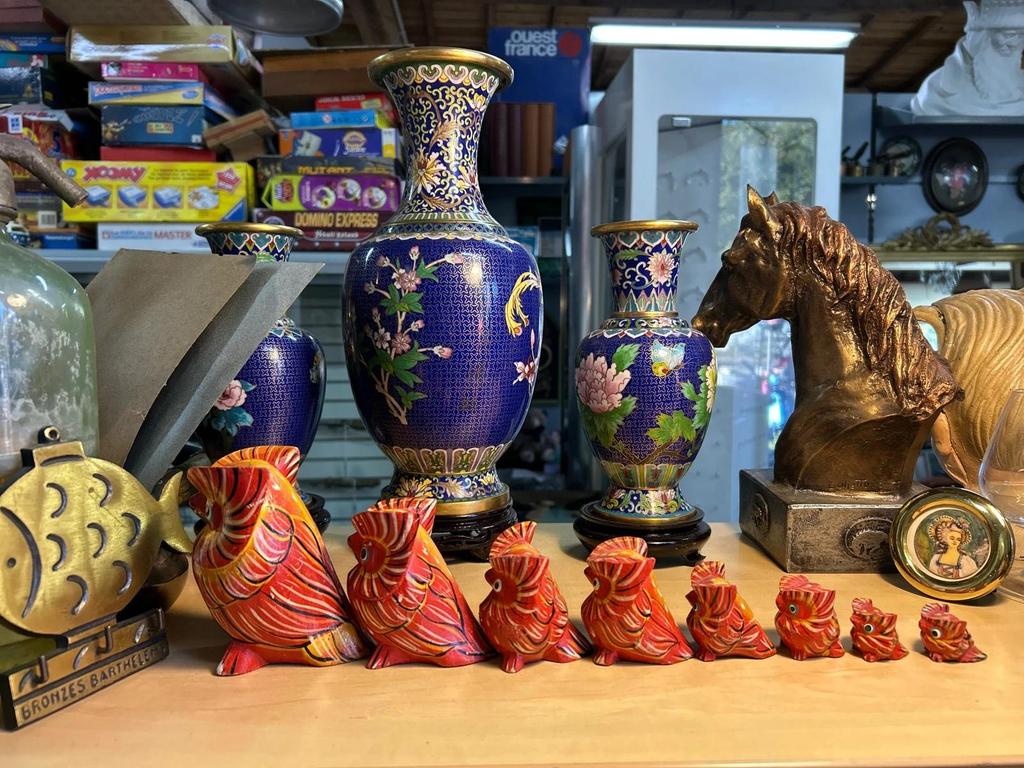 Lot de 8 Statuettes sculpté Chouette / Hibou