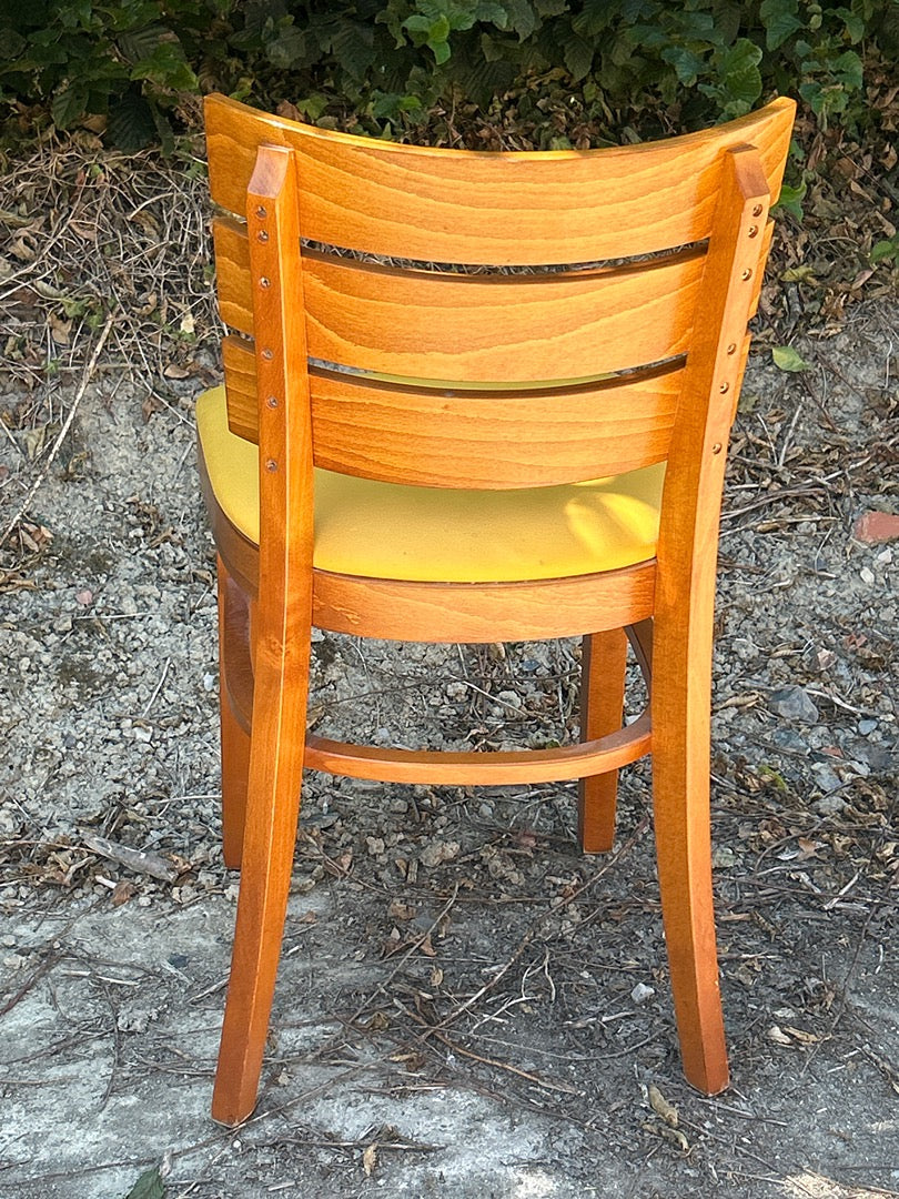 Chaise de bureau – Baumann – Bureau – Bois et skaï jaune