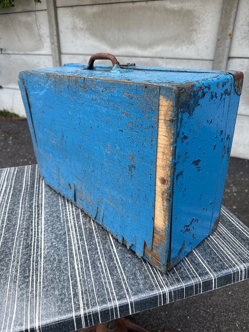 Valise en bois – Coulier Auguste – Bagagerie – Bleue vintage
