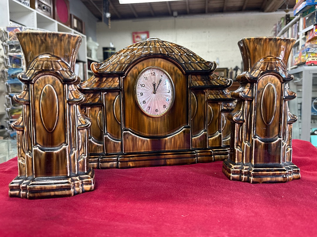 Pendule Sarreguemines – Garniture de cheminée céramique