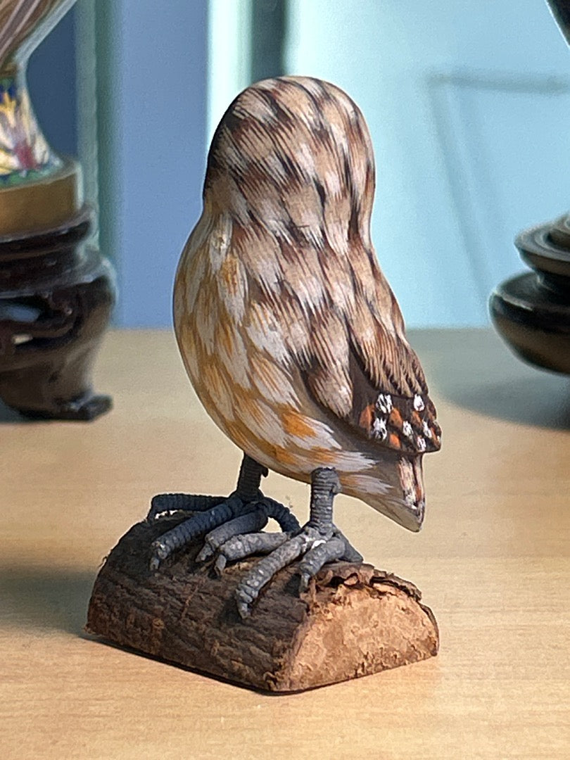 Figurine hibou / chouette bois peint