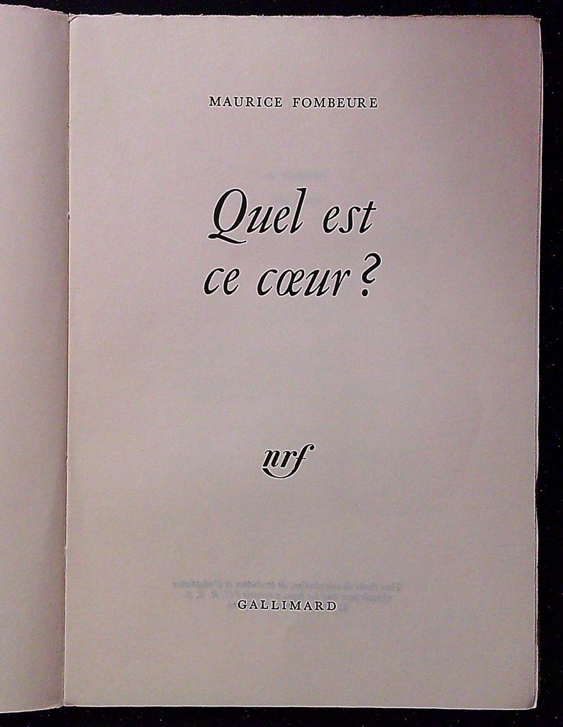 Livre Maurice Fombeure – Poésie – Édition originale