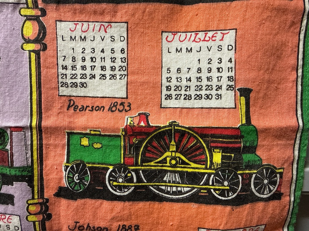 Torchon Abadie Frères – Calendrier 1971 locomotives anciennes