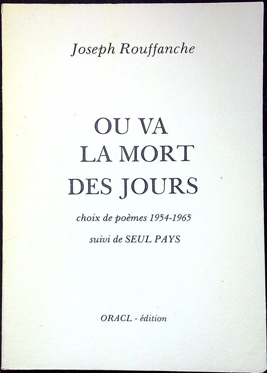 Livre signé – J. Rouffanche – Collection – Poésie dédicacée