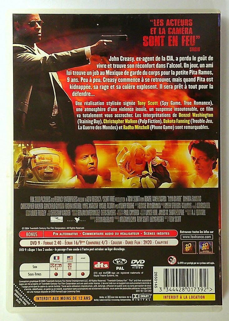 dvd Man on Fire Denzel Washington